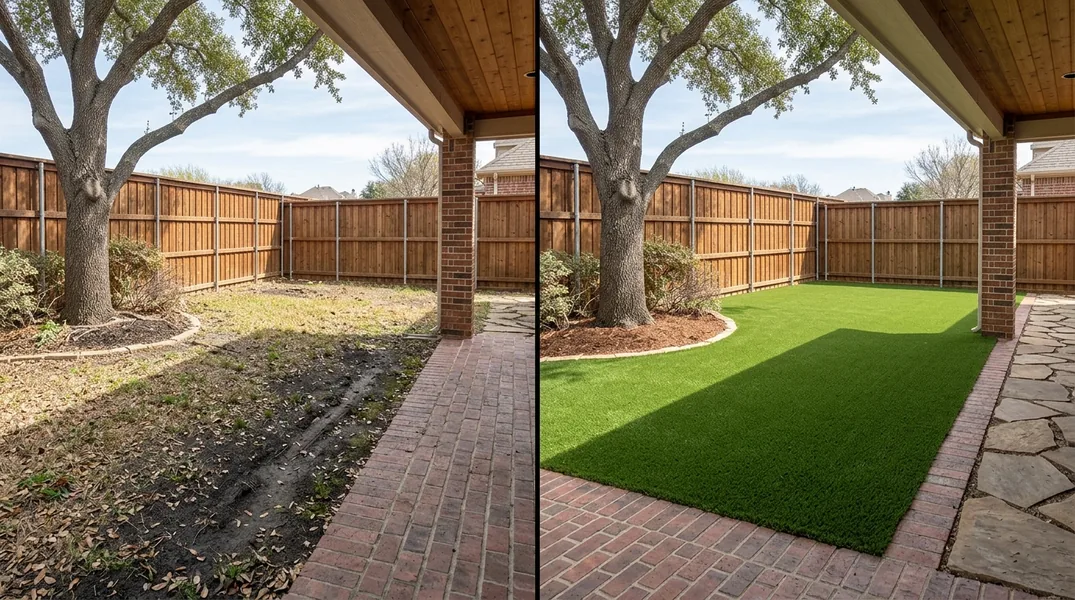 Result artificial grass installation in Plano - Plano Turf Installation